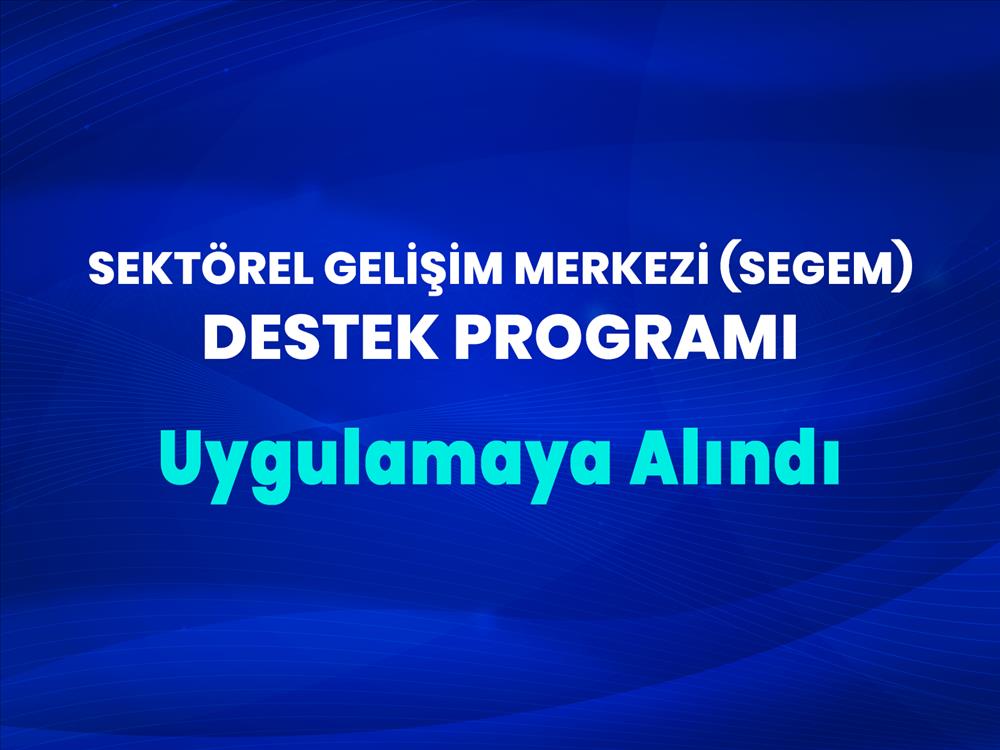Sektörel Gelişim Merkezi (SEGEM) Destek Programı Hayata Geçirildi